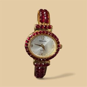 Persona Ruby Red and Gold Women's Watch, Not Working